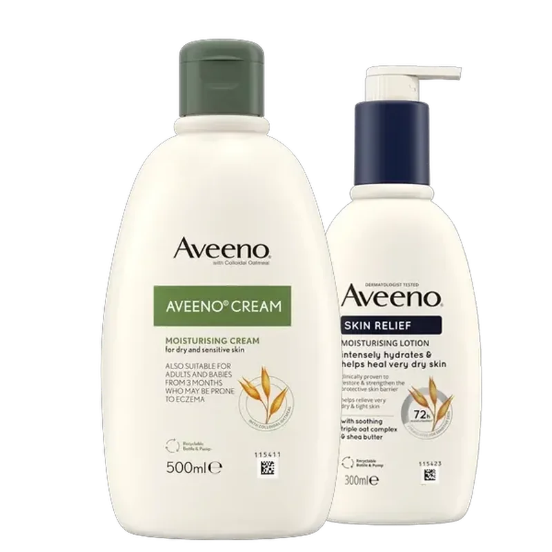 Aveeno moisturising cream and skin relief lotion