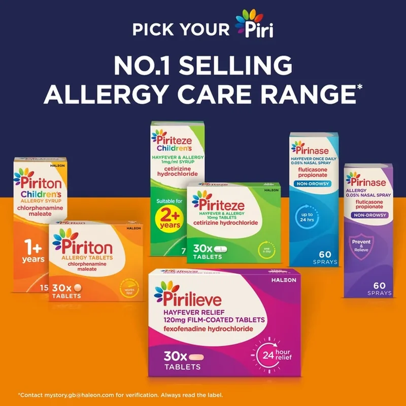 Piriton, Piriteze, Pirinase and Pirilieve allergy range