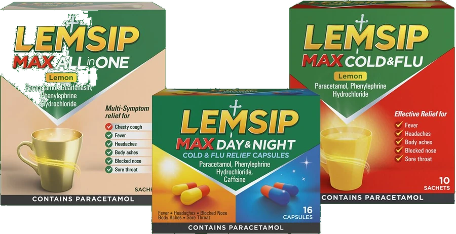 Lemsip Max All in One, Day & Night and Cold & Flu packs