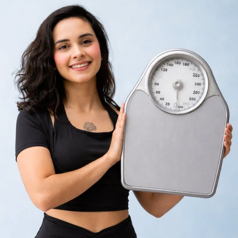 Standing on bathroom scales